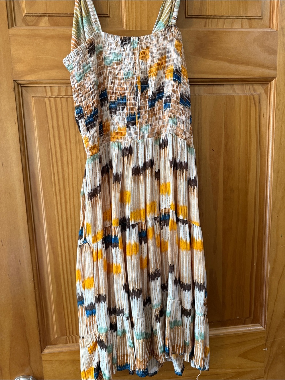 Angie Sleeveless Tiered Midi Dress in Beige, Mustard, Teal, Navy - Picture 5 of 5